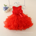 robe d&#39;anniversaire chinoise rouge classique pour enfant de 1 an, une pièce filles fluffy fête vêtements de noël 1-5 ans vêtements pour enfants